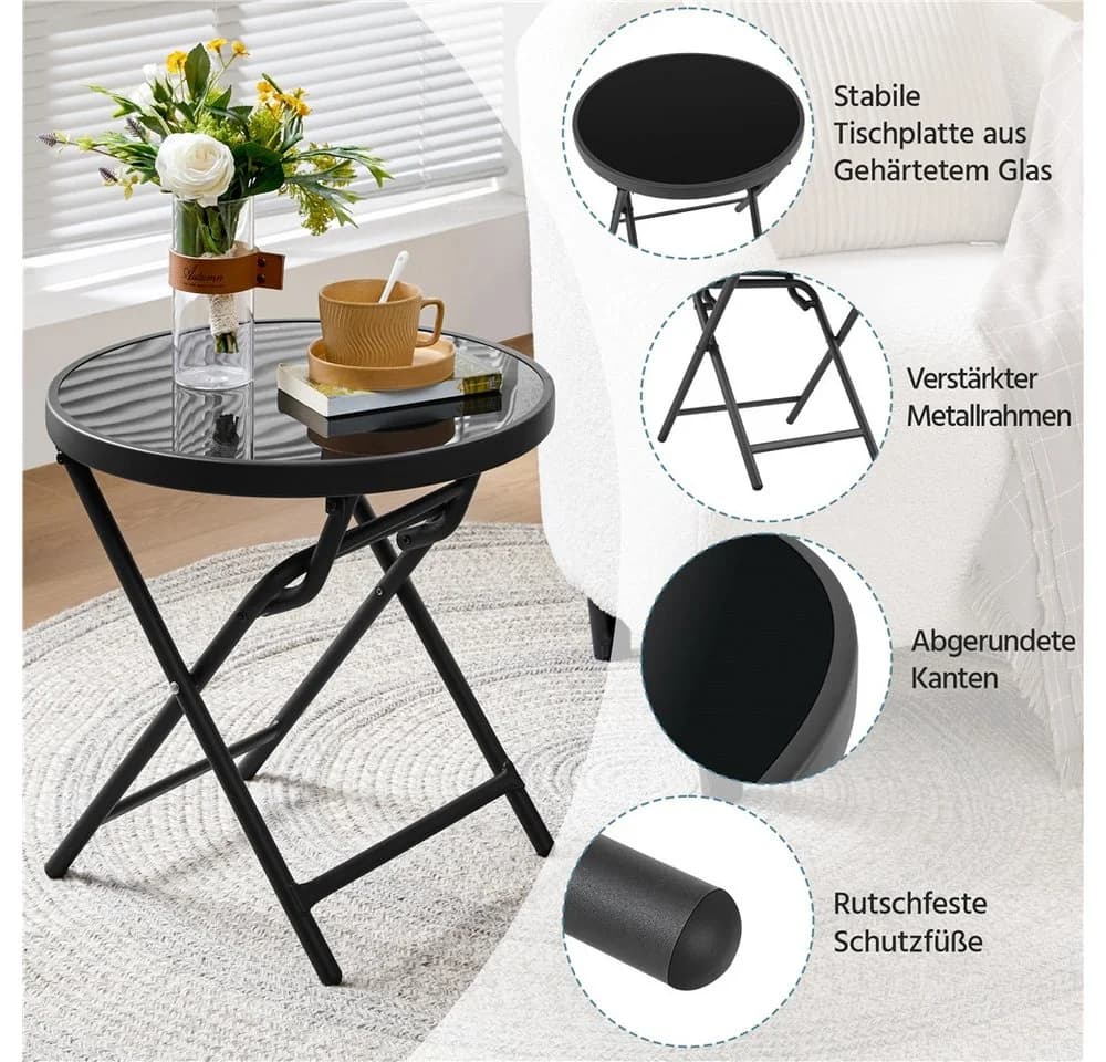 Yaheetech Gartentisch Klappbar Ø46 cm Schwarz - Bild 5