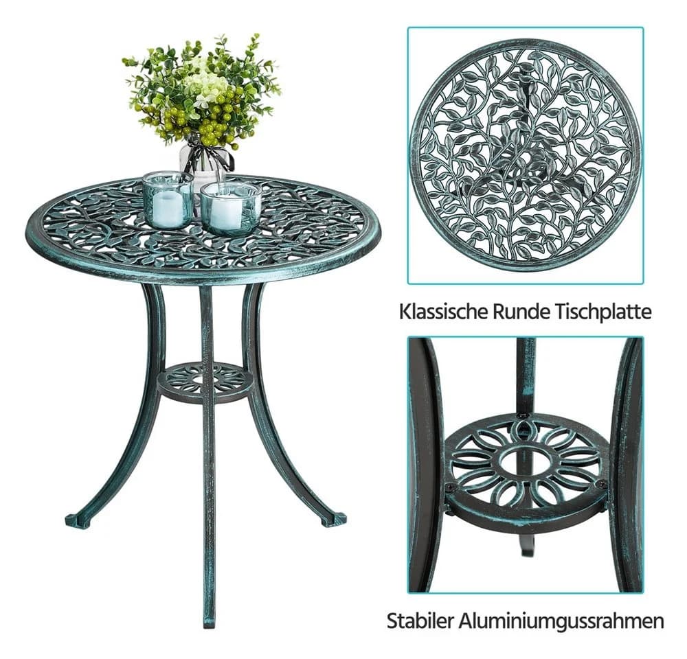 Yaheetech Balkonset 3er Gartenmöbel-Set Grün Aluminiumguss - Bild 5