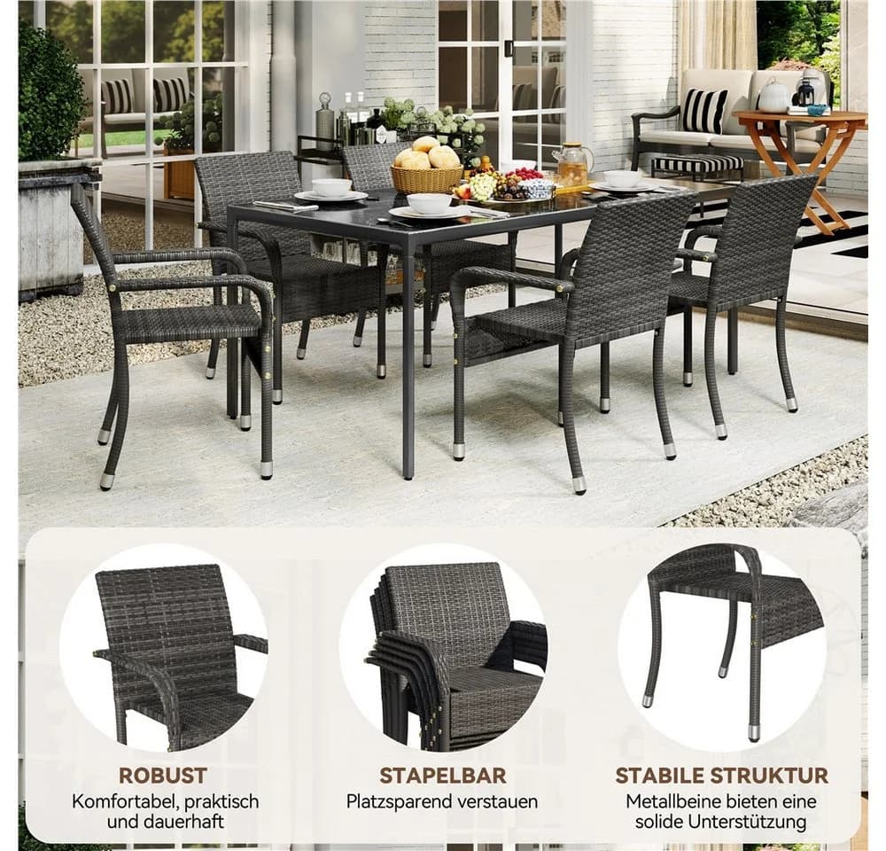 Yaheetech Gartenstuhl 2er-Set Rattan-Optik Metallbeine - Bild 5