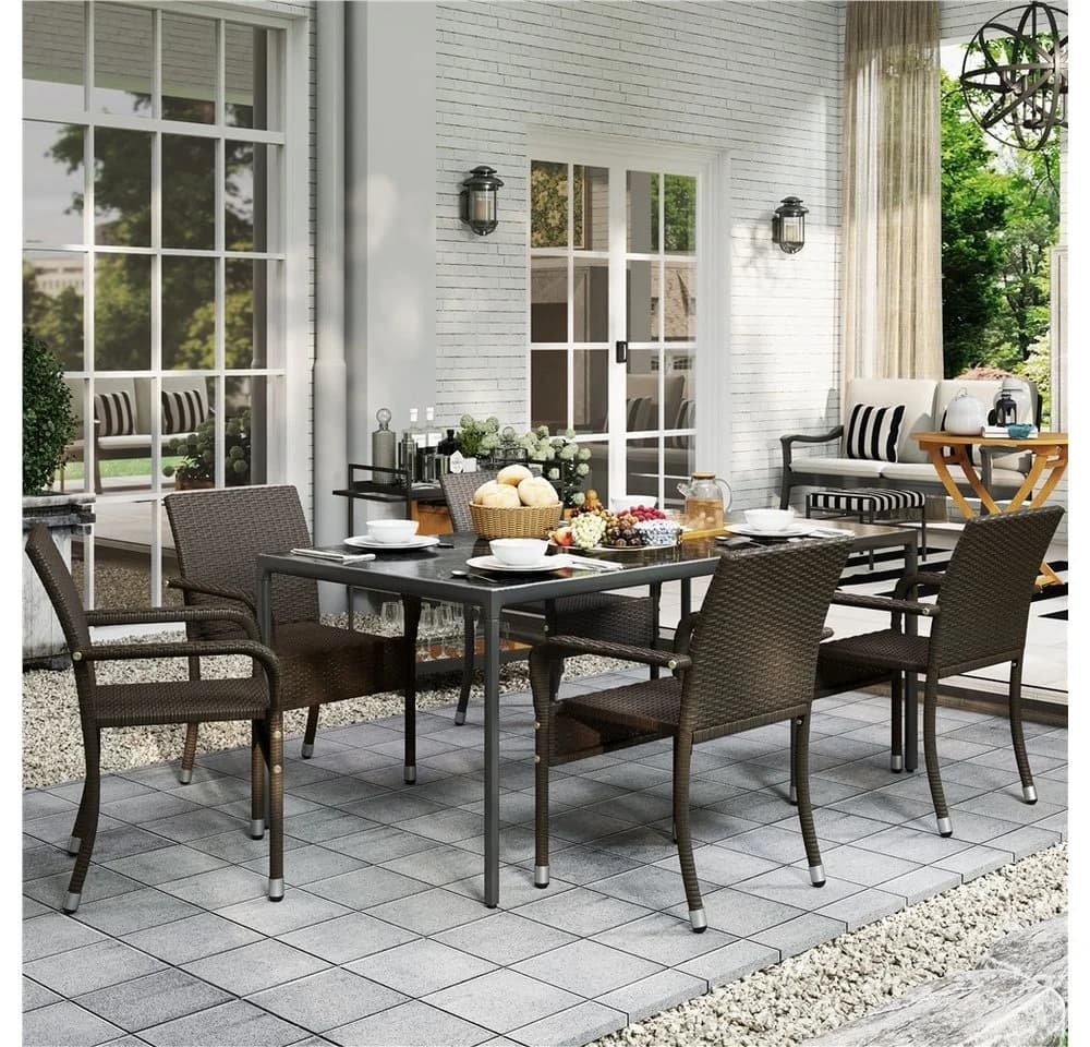 Yaheetech Gartenstuhl 2er-Set Rattan-Optik Metallbeine