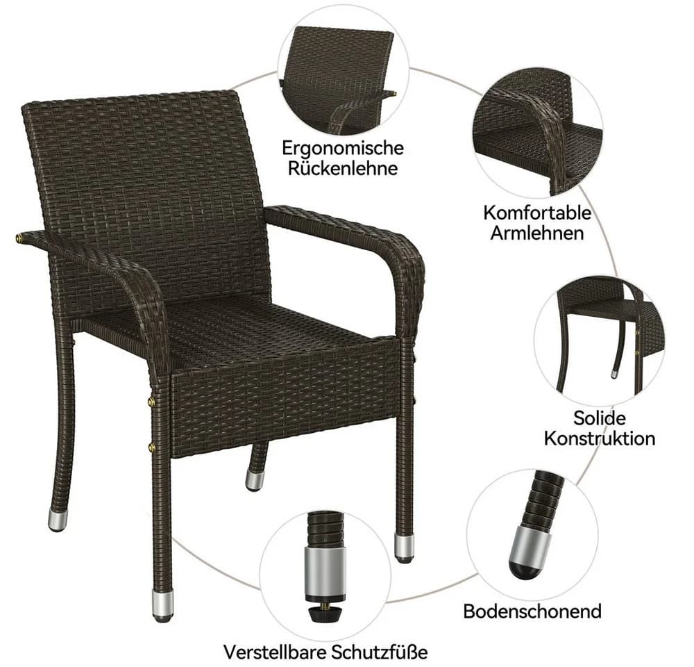 Yaheetech Gartenstuhl 2er-Set Rattan-Optik Metallbeine - Bild 5