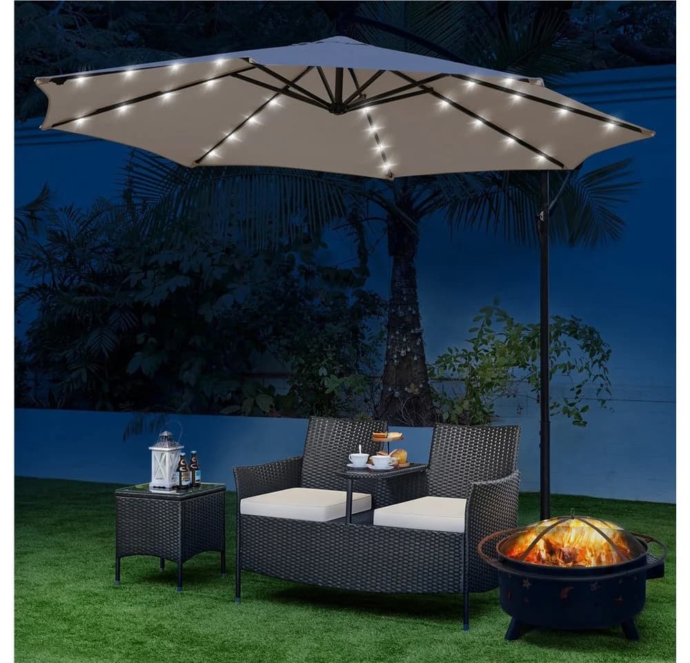 Yaheetech Balkonset 2-Sitzer Polyrattan Gartenbank, Gartenstuhl Gartensessel Zweisitzer-Stuhl Doppelsessel Tischfunktion - Bild 3