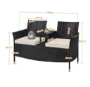 Yaheetech Balkonset 2-Sitzer Polyrattan Gartenbank, Gartenstuhl Gartensessel Zweisitzer-Stuhl Doppelsessel Tischfunktion Bild 4