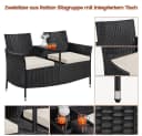 Yaheetech Balkonset 2-Sitzer Polyrattan Gartenbank, Gartenstuhl Gartensessel Zweisitzer-Stuhl Doppelsessel Tischfunktion Bild 5
