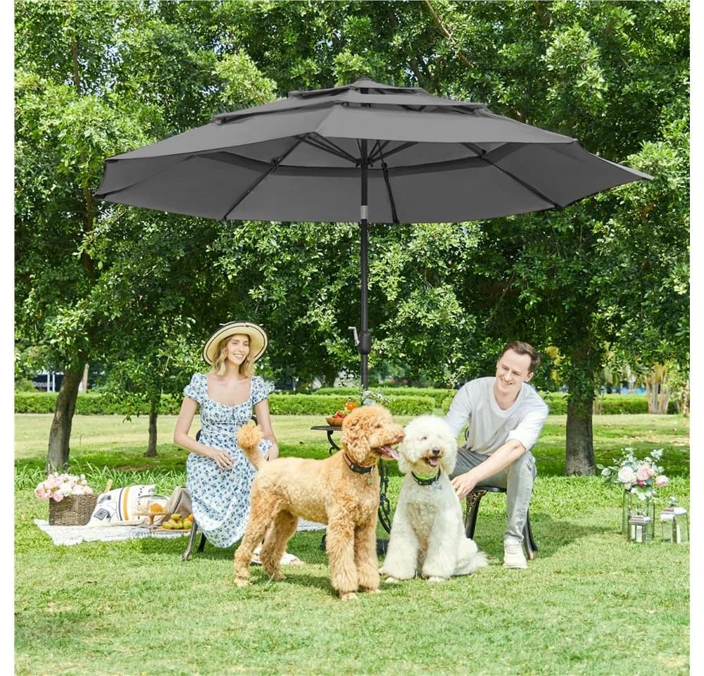 Yaheetech Sonnenschirm 324cm UPF 50+ Neigbar
