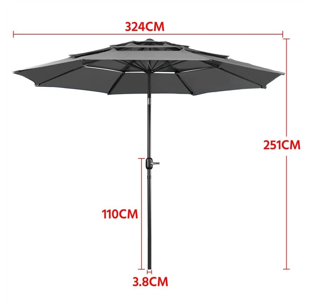 Yaheetech Sonnenschirm 324cm UPF 50+ Neigbar - Bild 4