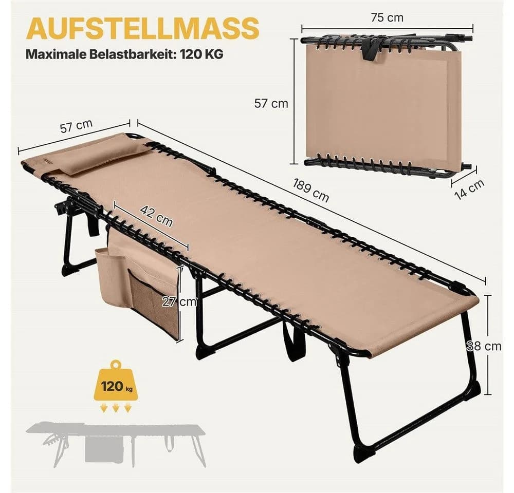 Yaheetech Klappbett Feldbett Beige 5-stufig verstellbar - Bild 4