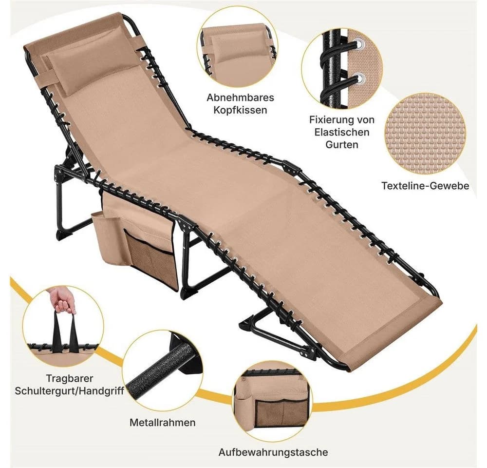 Yaheetech Klappbett Feldbett Beige 5-stufig verstellbar - Bild 5