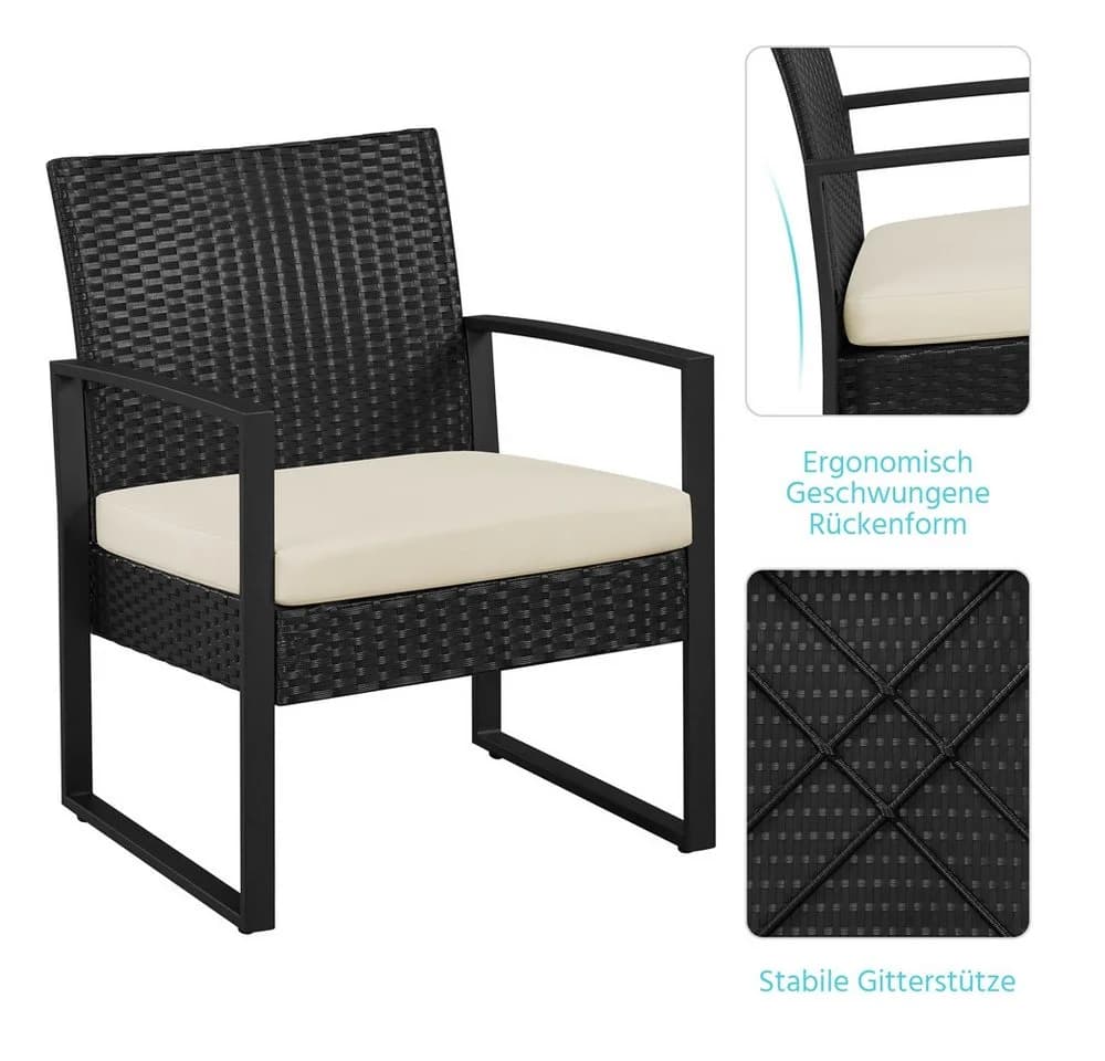 Yaheetech Balkonset 3-teilig Rattan-Optik 2 Stühle Beistelltisch - Bild 5