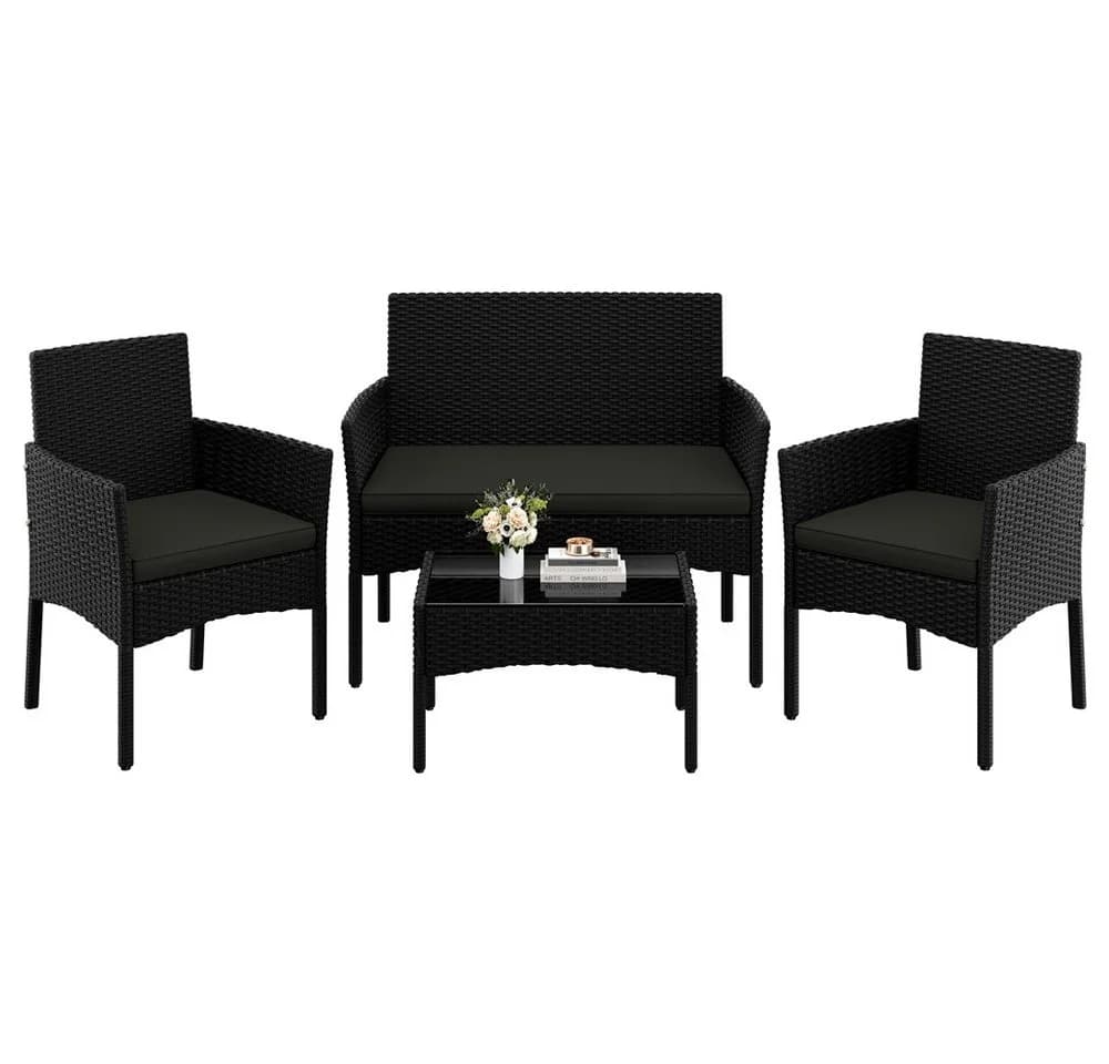 Yaheetech Balkonset Gartenmöbel-Set 4-er Rattanmöbel Gartenlounge-Set für 4 Personen - Bild 2