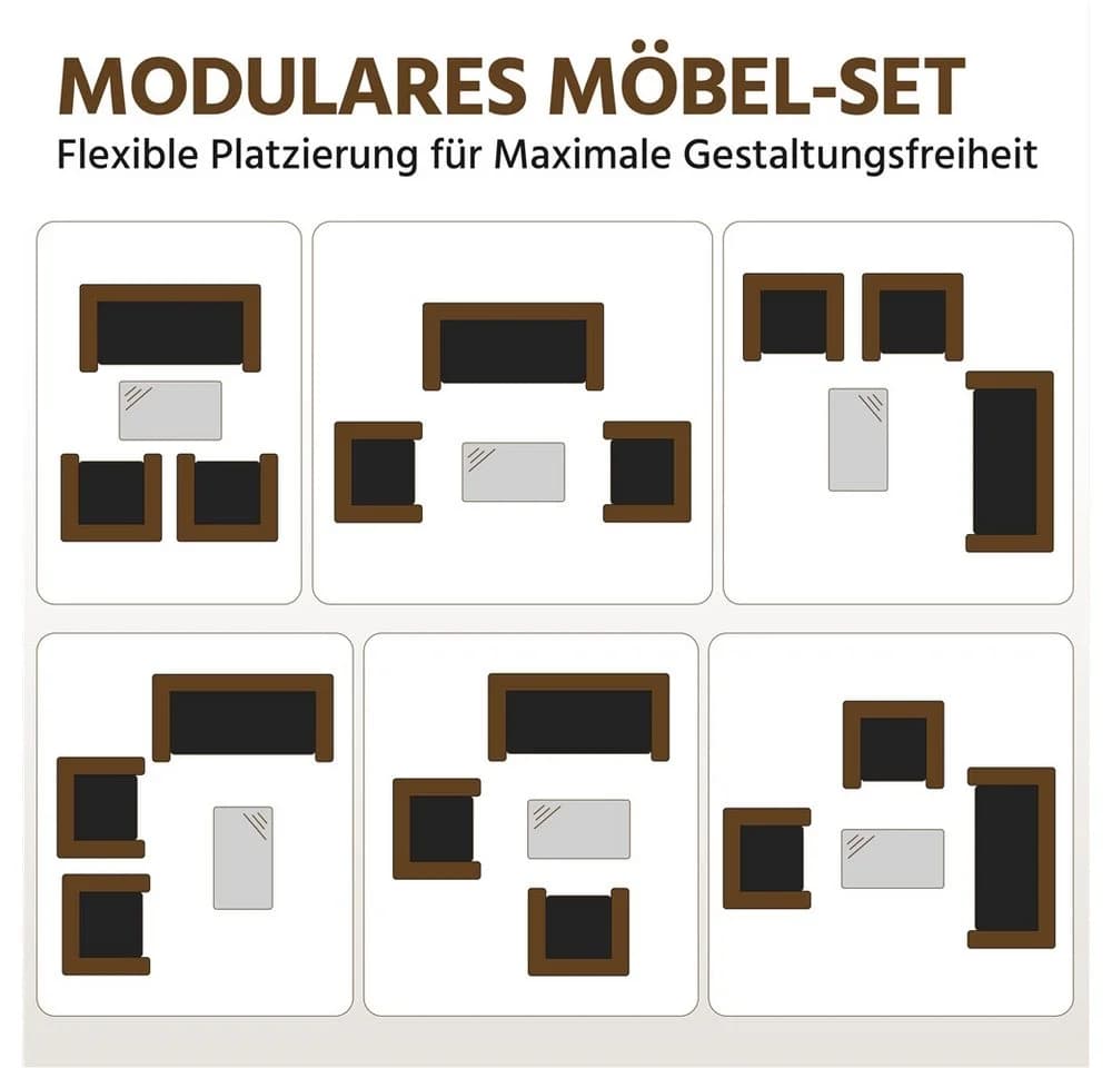 Yaheetech Balkonset Gartenmöbel-Set 4-er Rattanmöbel Gartenlounge-Set für 4 Personen - Bild 5