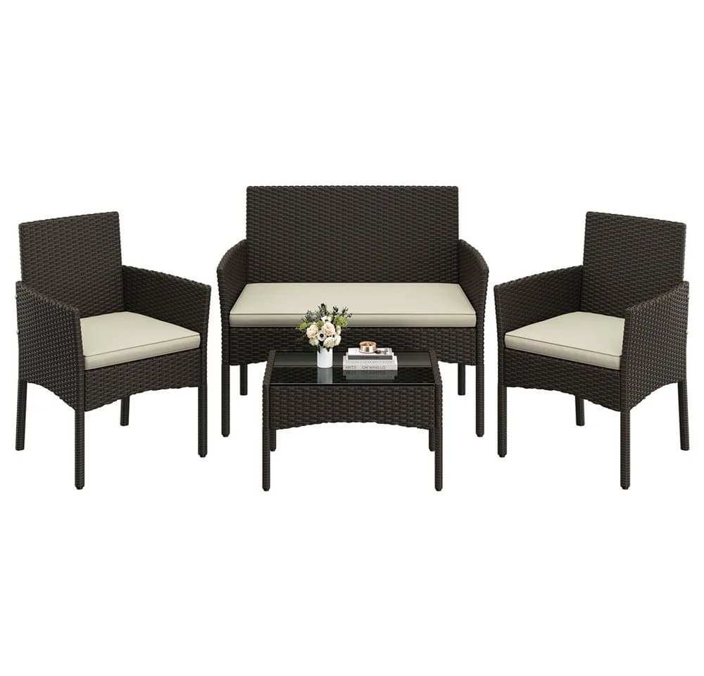 Yaheetech Balkonset Gartenmöbel-Set 4-er Rattanmöbel Gartenlounge-Set für 4 Personen - Bild 2