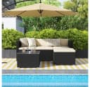 Yaheetech Gartenlounge-Set 5-tlg. Schwarz/Beige PE-Rattan Bild 1