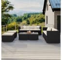 Yaheetech Gartenlounge-Set 5-tlg. Schwarz/Beige PE-Rattan Bild 3
