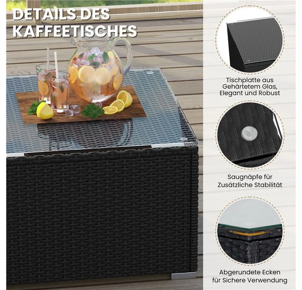 Yaheetech Gartenlounge-Set 5-tlg. Schwarz/Beige PE-Rattan - Bild 5