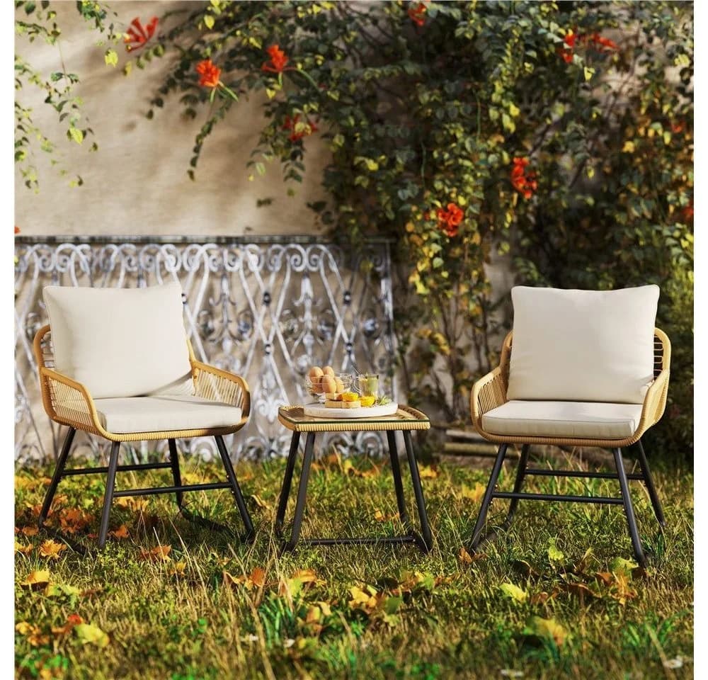 Yaheetech Balkonset Gartenmöbel-Set 2 Lehnstühle & 1 Beistelltisch - Bild 3