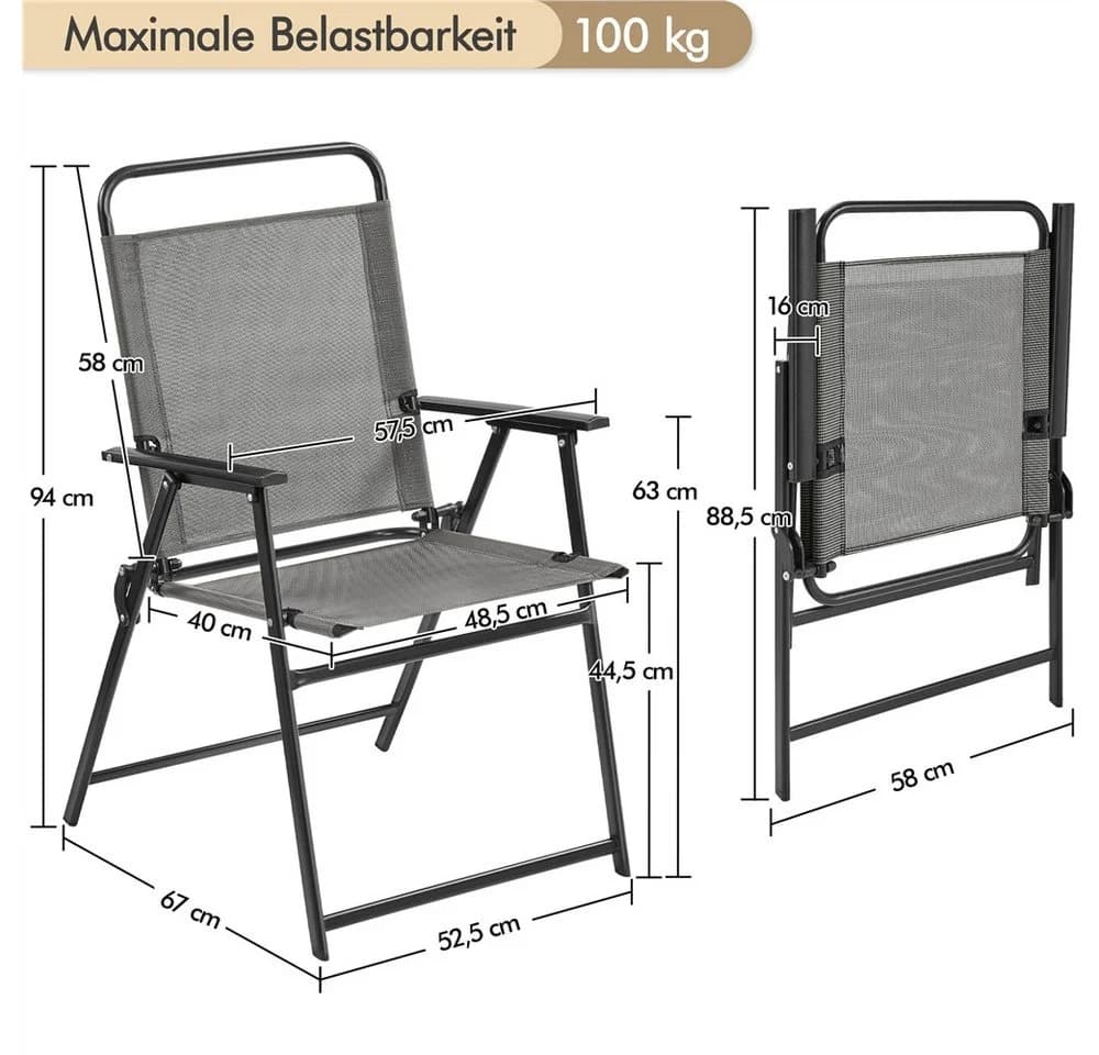 Yaheetech Klappstuhl 2er Set Grau Gartenstuhl - Bild 4