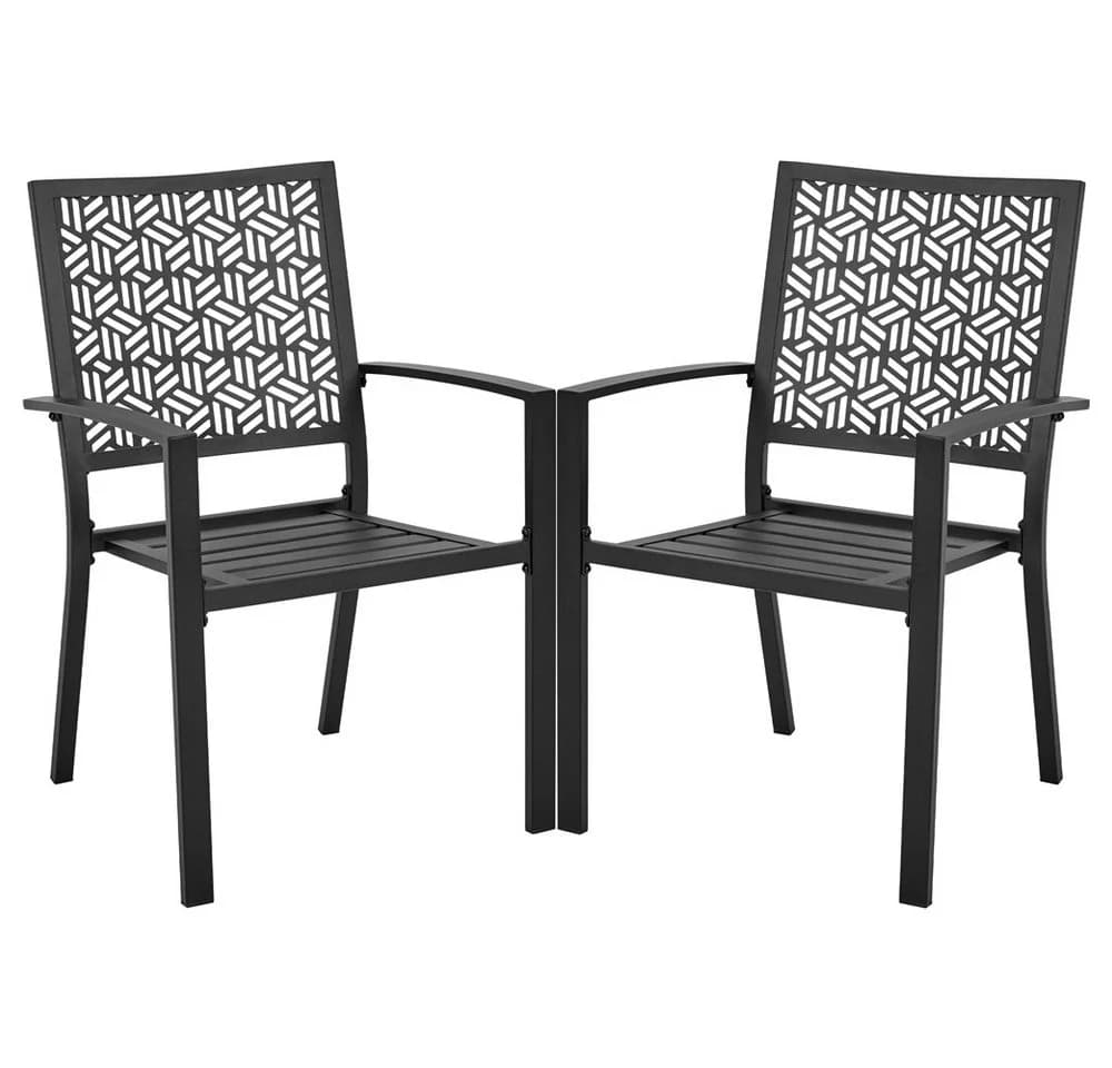 Yaheetech Gartenstuhl 2er-Set Metall Outdoor Stapelbar - Bild 2