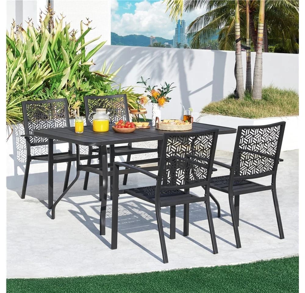 Yaheetech Gartenstuhl 2er-Set Metall Outdoor Stapelbar - Bild 3
