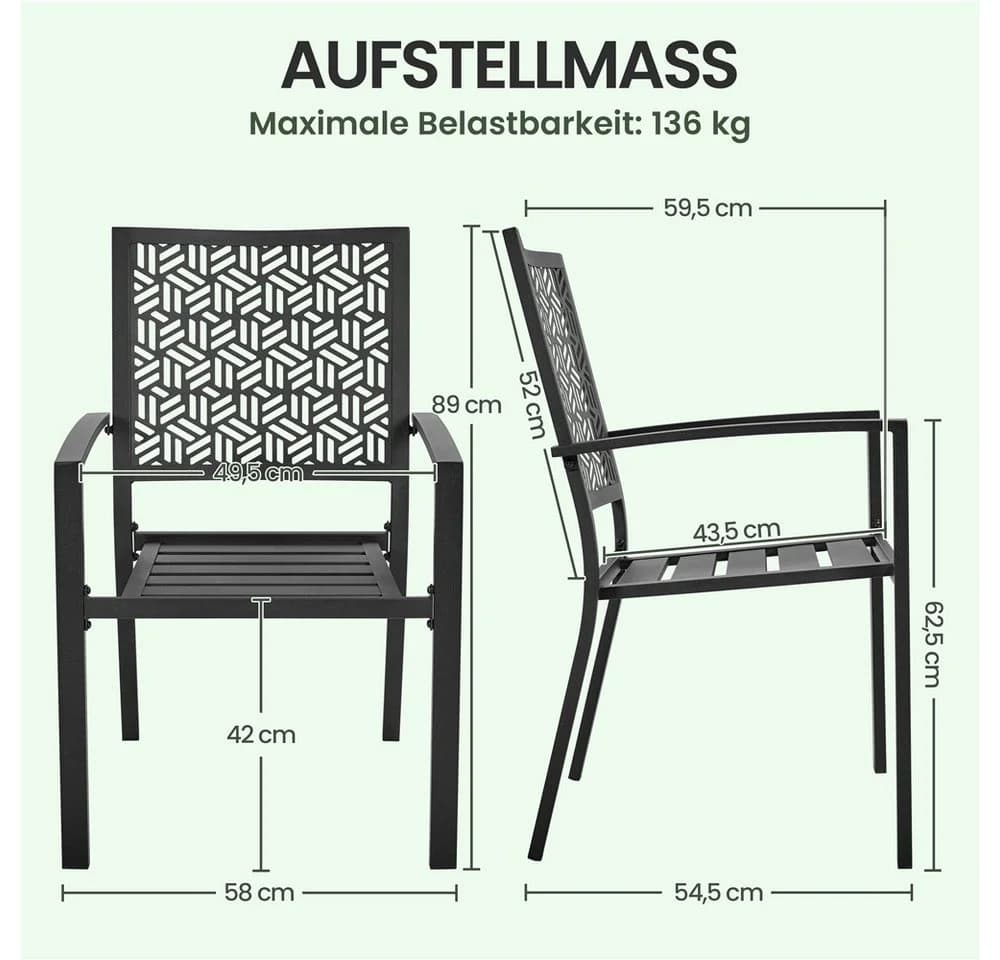 Yaheetech Gartenstuhl 2er-Set Metall Outdoor Stapelbar - Bild 4