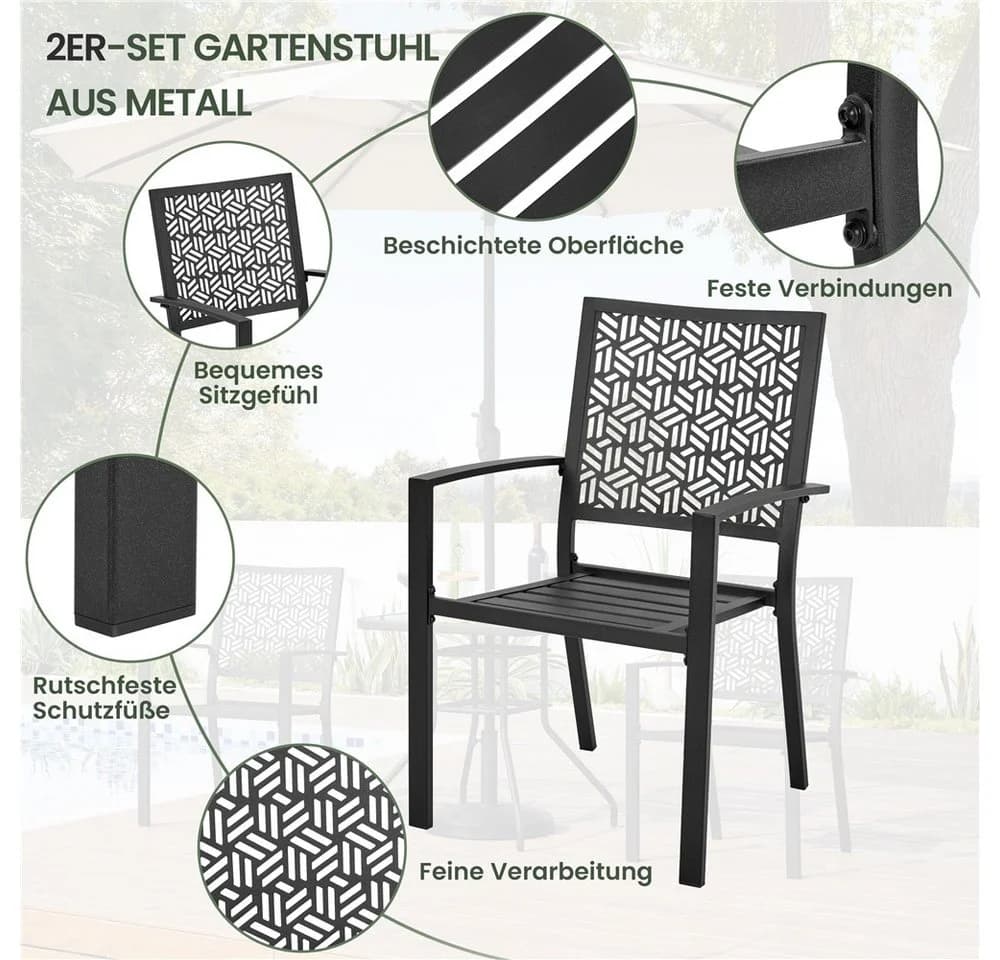 Yaheetech Gartenstuhl 2er-Set Metall Outdoor Stapelbar - Bild 5