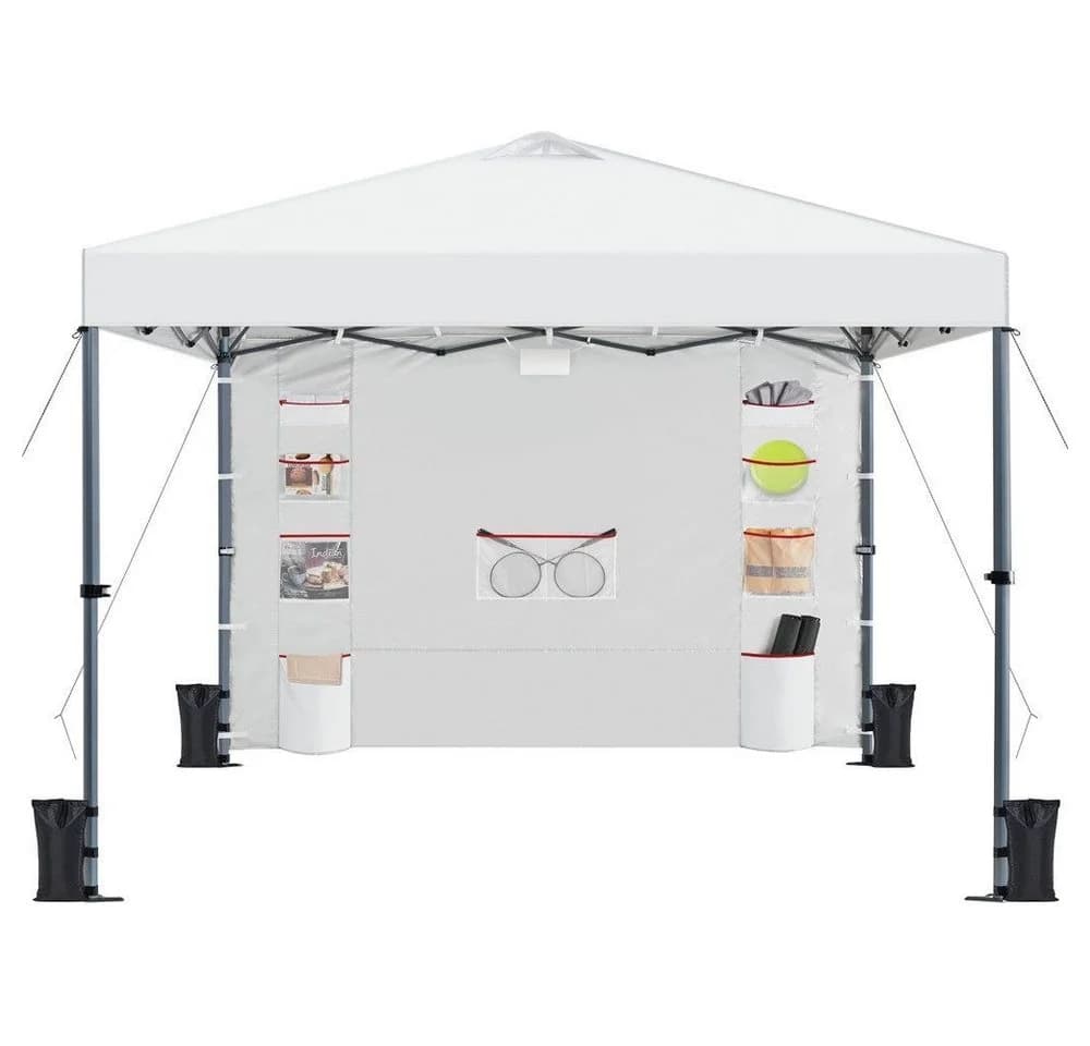 Yaheetech Pop-Up Pavillon Weiß mit Seitenwand und Taschen - Bild 2