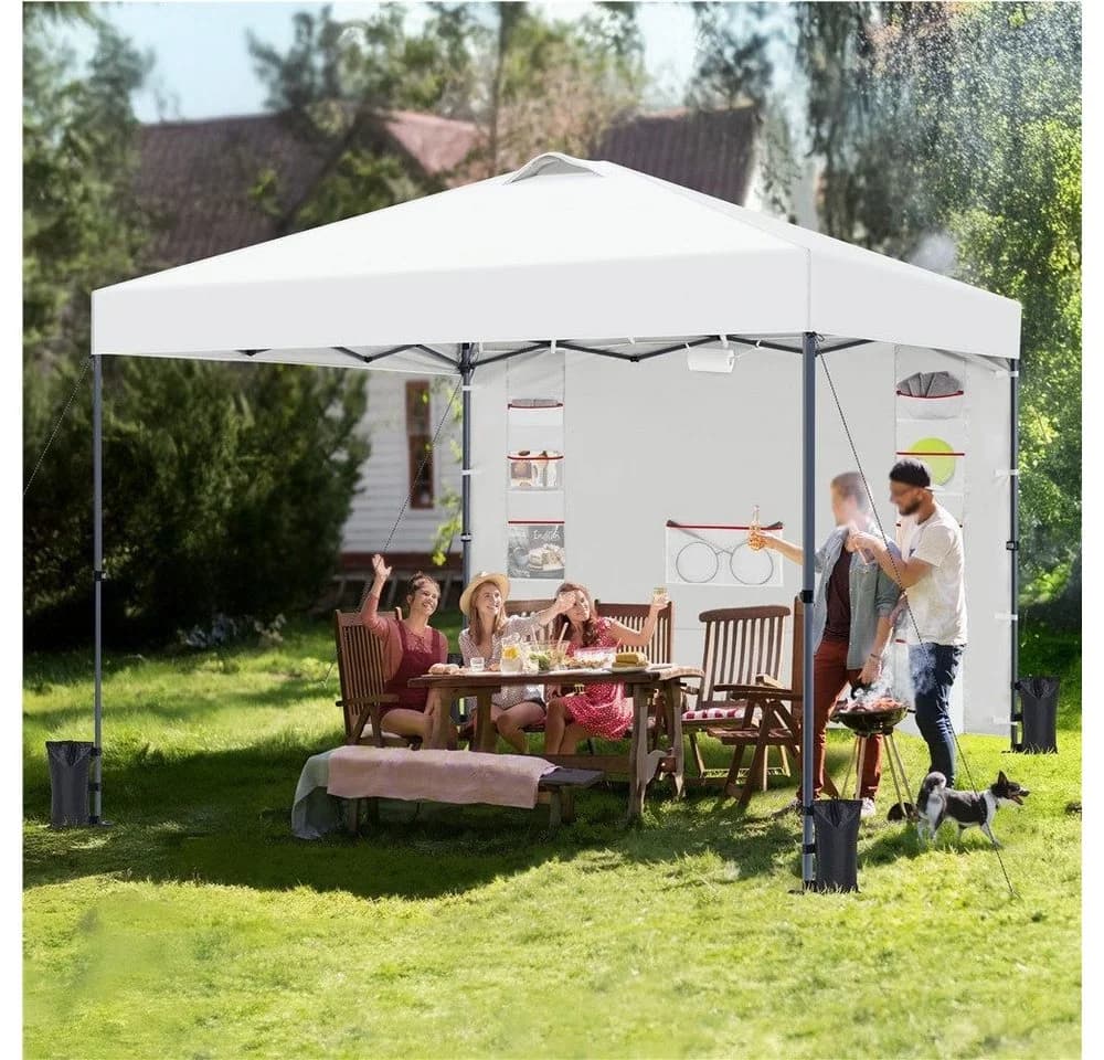 Yaheetech Pop-Up Pavillon Weiß mit Seitenwand und Taschen - Bild 3