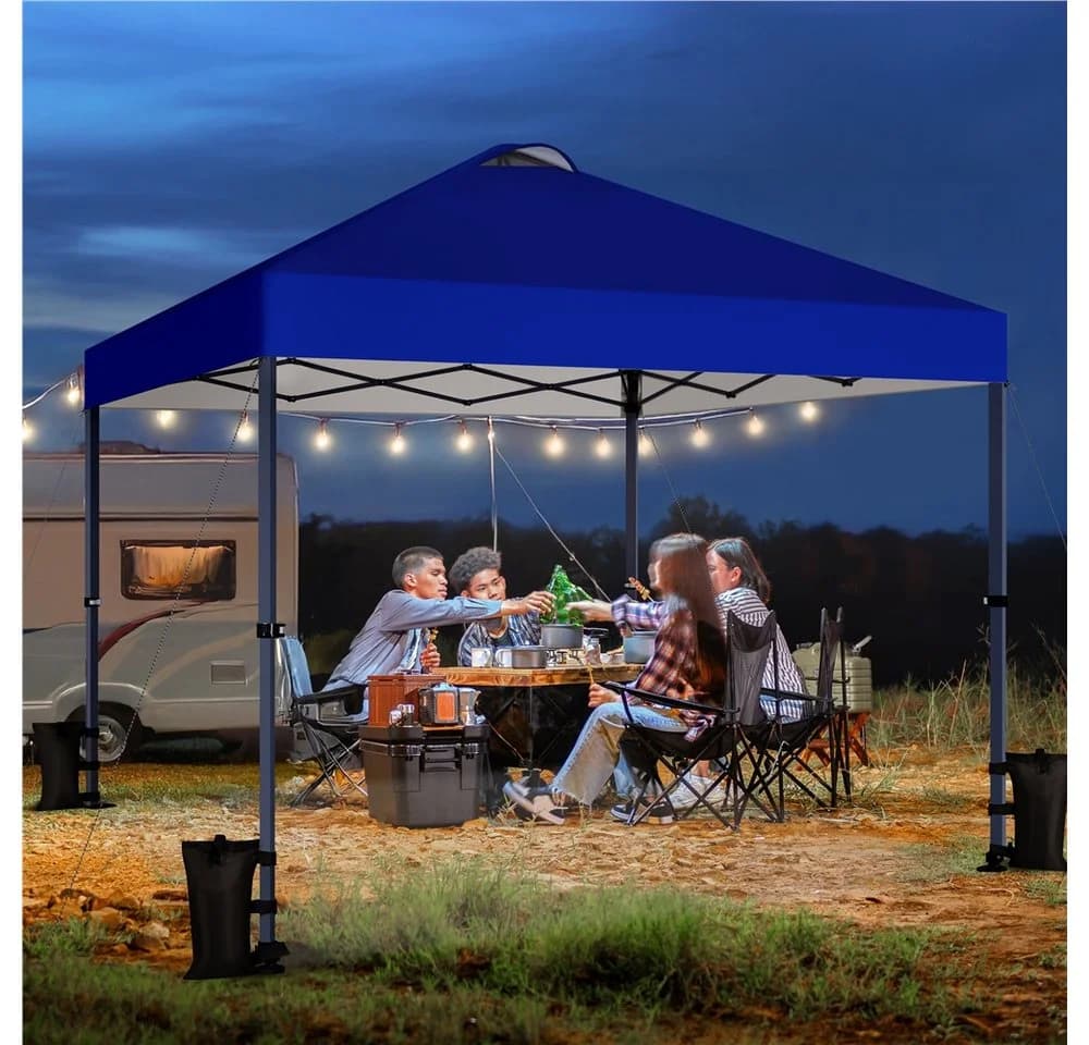 Yaheetech Faltpavillon 3x3m Höhenverstellbar UV-Schutz Blau - Bild 3