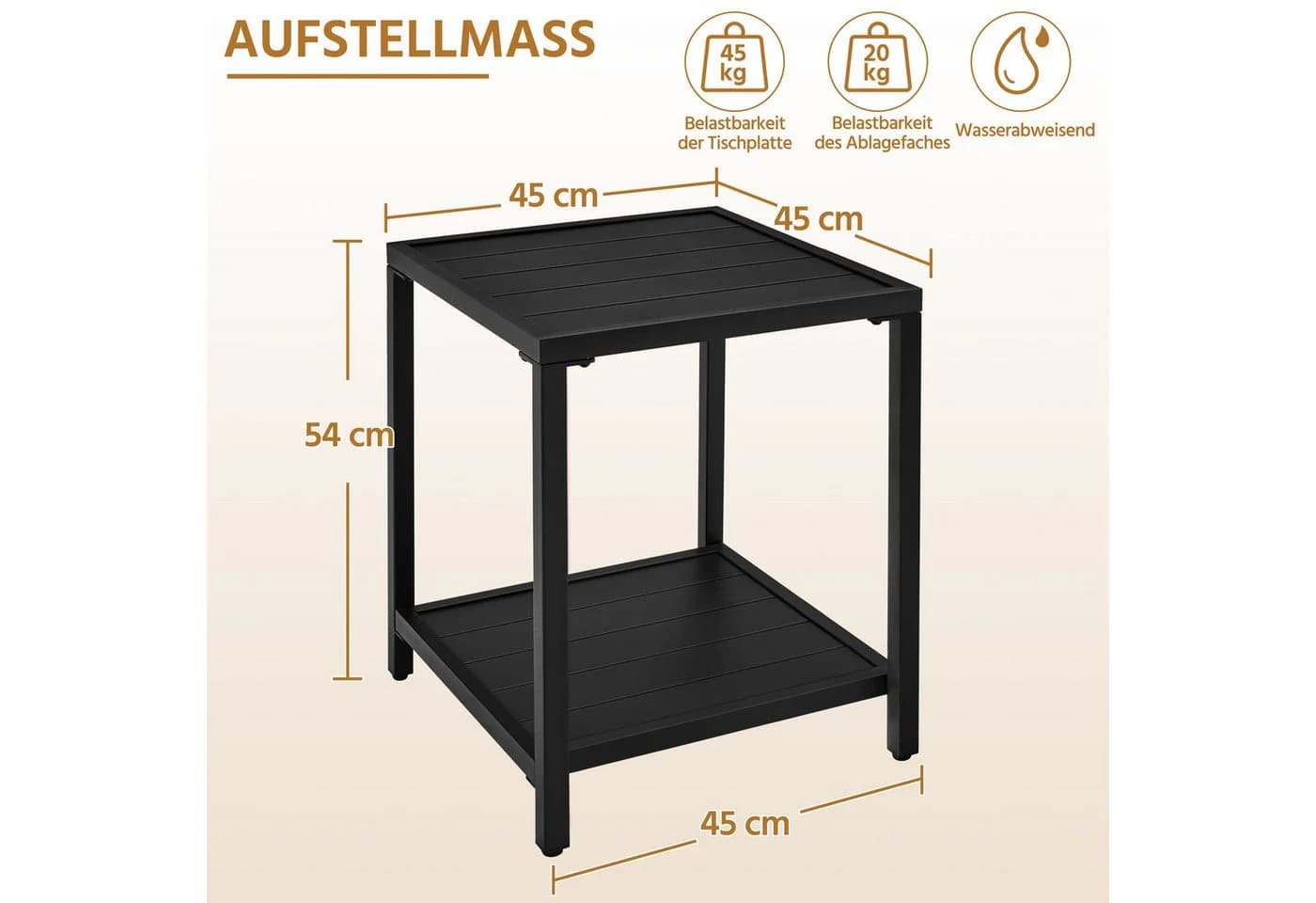 Yaheetech Gartentisch 45x45x54 cm, Balkontisch Beistelltisch aus Latten Quadratischer Kaffeetisch - Bild 4