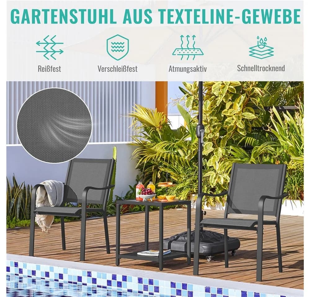 Yaheetech Gartenstuhl Balkonstuhl (2 St) Esszimmerstuhl Texteline-Gewebe - Bild 5