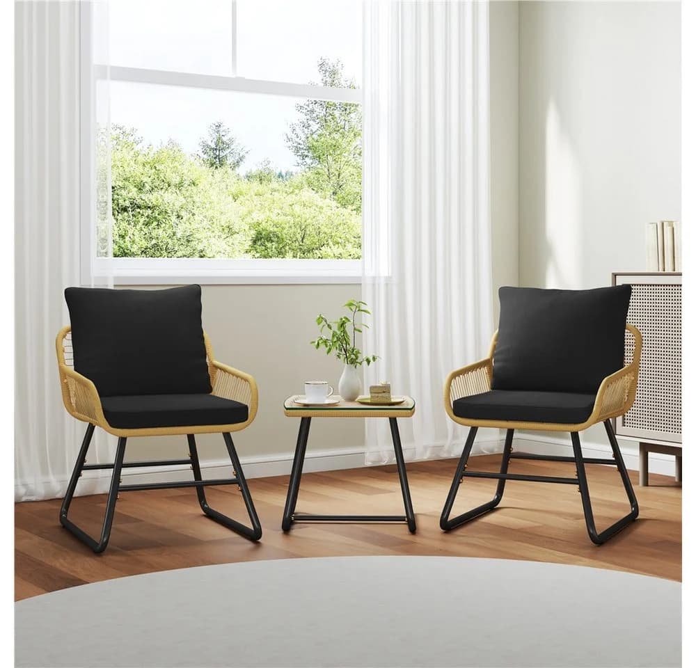 Yaheetech Balkonset Gartenlounge-Set 2 Lehnstühle 1 Beistelltisch - Bild 3