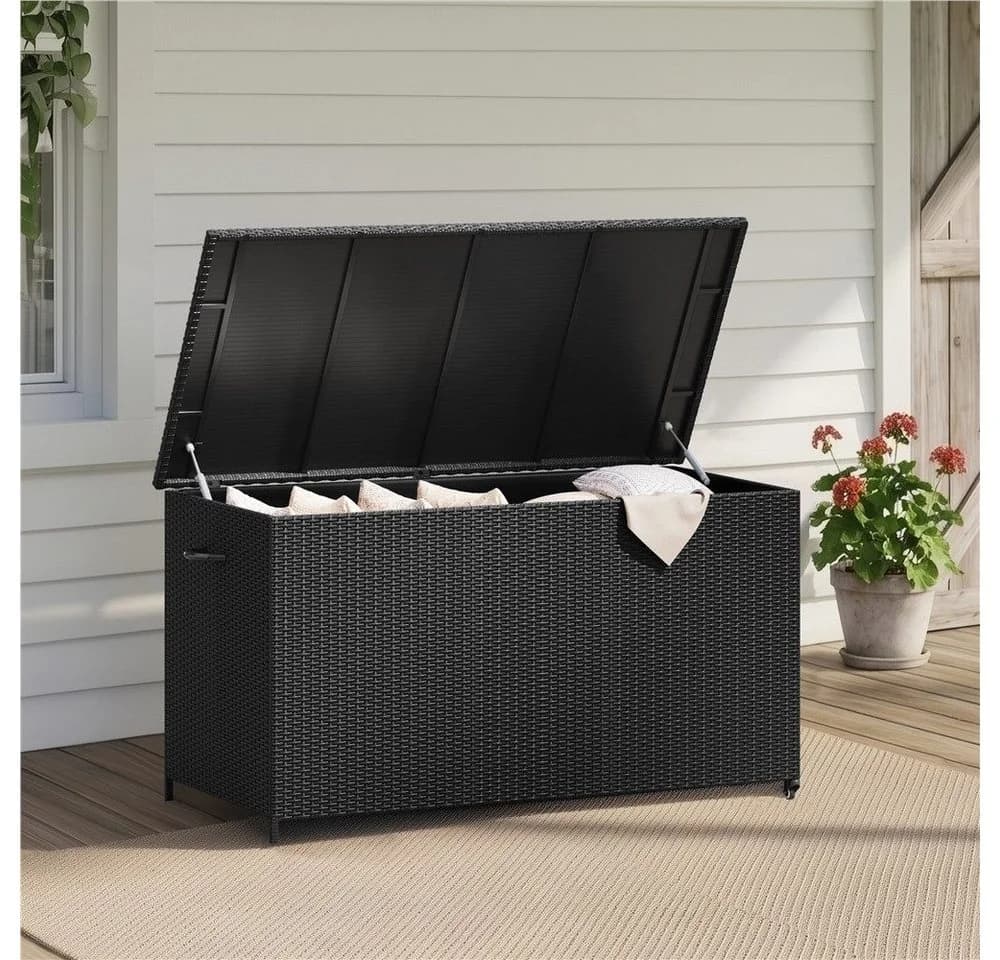 Yaheetech Auflagenbox Gartenbox mit Deckel & Rollen - Schwarz - Bild 3
