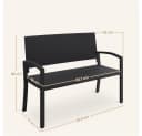 Yaheetech Gartenbank PE-Rattan Schwarz mit Armlehnen Bild 3