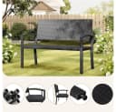 Yaheetech Gartenbank PE-Rattan Schwarz mit Armlehnen Bild 4
