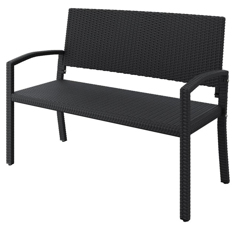 Yaheetech Gartenbank PE-Rattan Schwarz mit Armlehnen - Bild 5