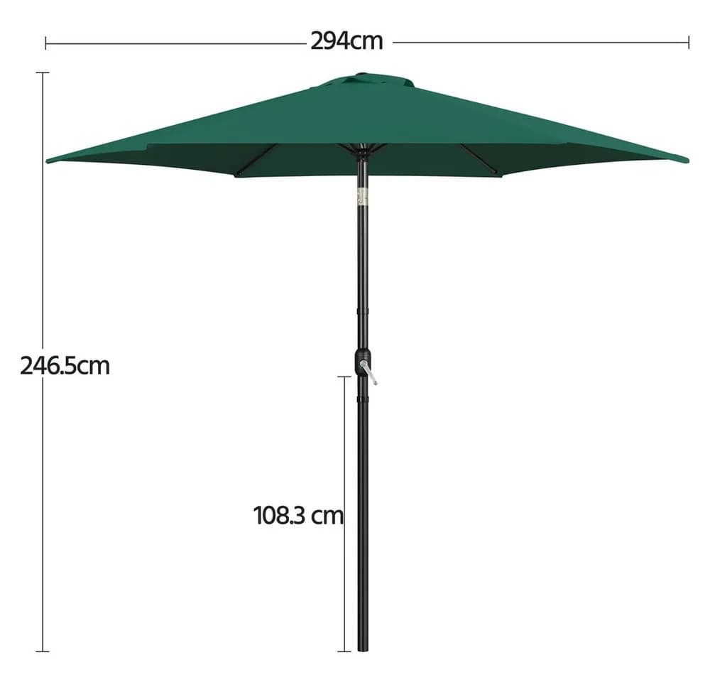 Yaheetech Sonnenschirm 226/269/294 cm Garten- und Marktschirm mit 6 Metallstreben - Bild 4