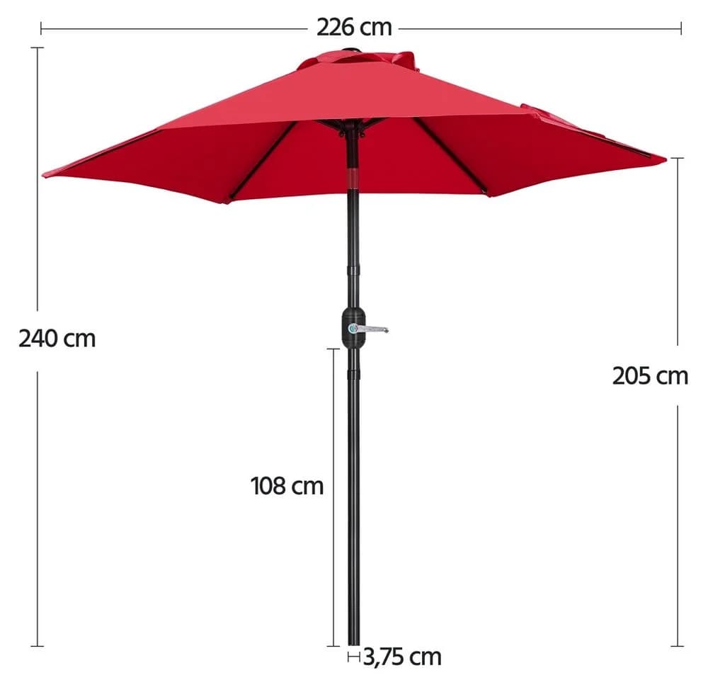 Yaheetech Sonnenschirm 226 cm Rot - Bild 4