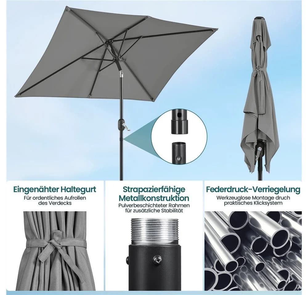 Yaheetech Sonnenschirm Rechteckig Metallstreben - Bild 5