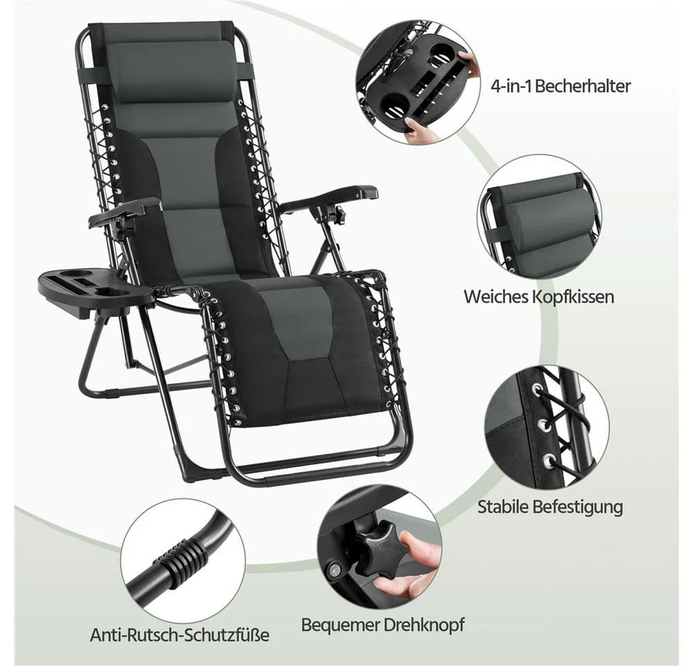 Yaheetech Zero-Gravity-Liegestuhl Klappbar & Tragbar - Bild 5
