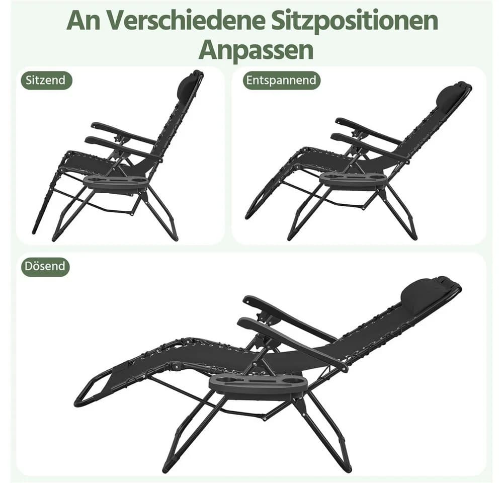 Yaheetech Gartenliege 3-tlg. Zero-Gravity Set Schwarz - Bild 5