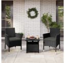 Yaheetech Gartenstuhl 2er-Set PE-Rattan Schwarz Grau Bild 1