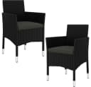 Yaheetech Gartenstuhl 2er-Set PE-Rattan Schwarz Grau Bild 2