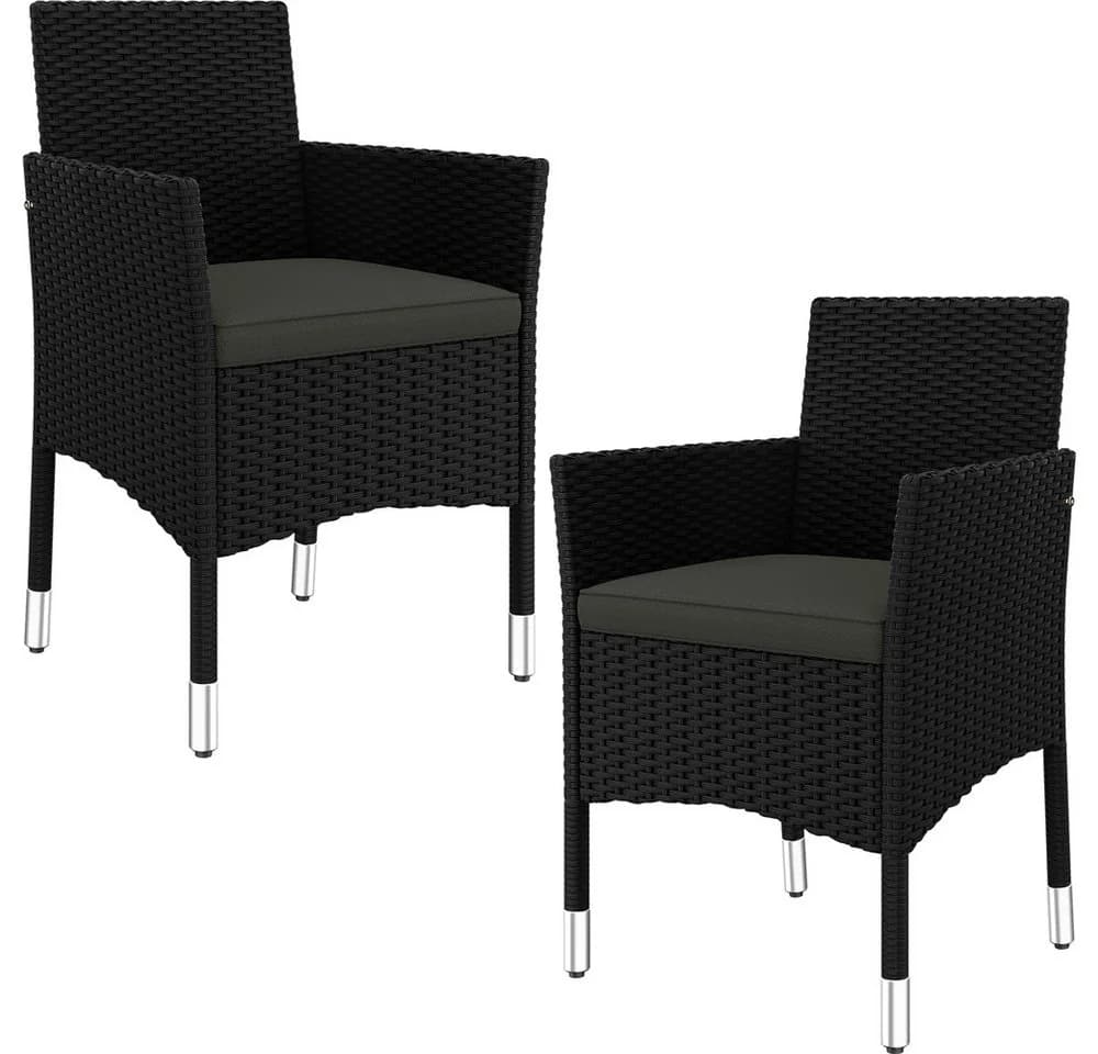 Yaheetech Gartenstuhl 2er-Set PE-Rattan Schwarz Grau - Bild 2