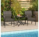 Yaheetech Gartenstuhl 4er-Set Grau Rattan-Optik Metallbeine Bild 1