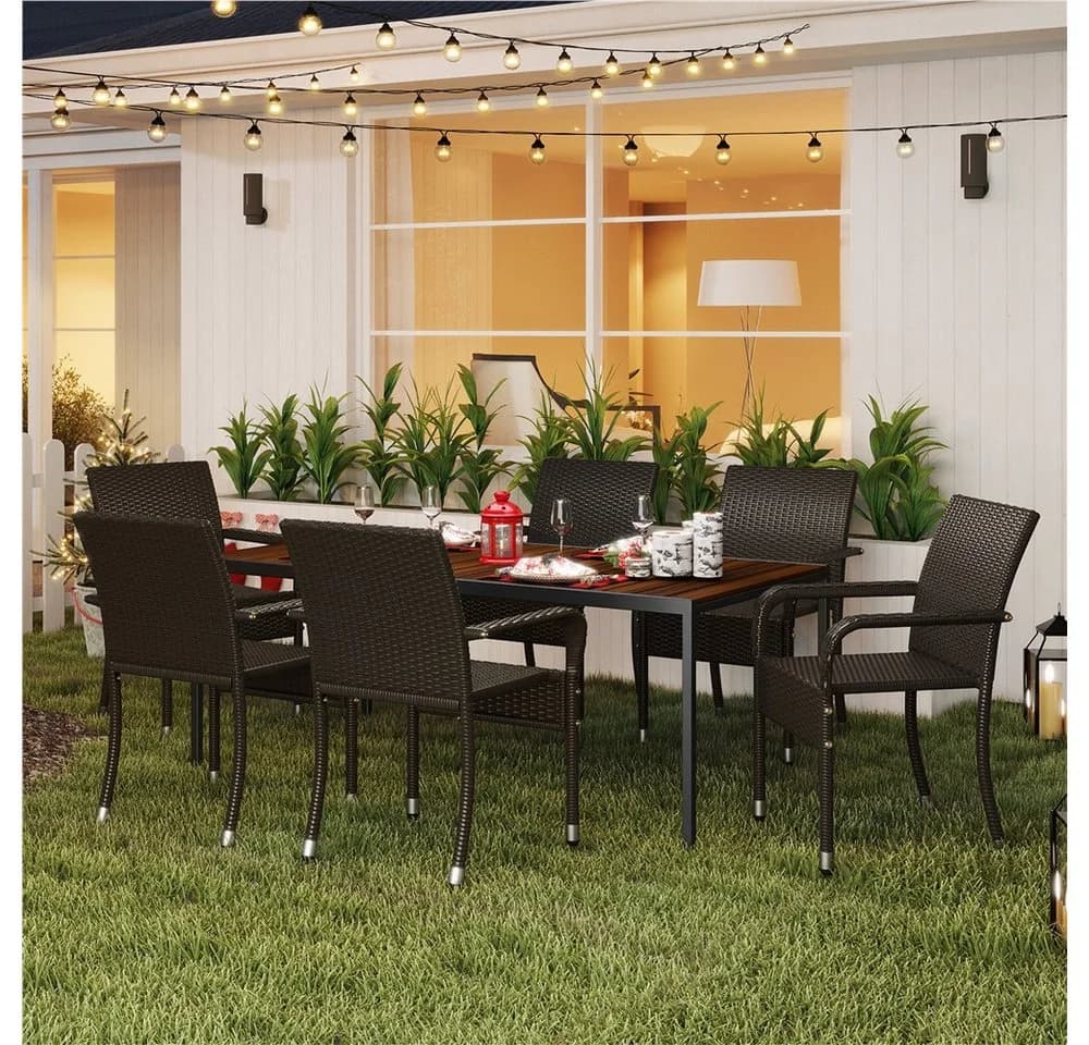 Yaheetech Gartenstuhl-Set 6er Rattan-Optik mit Metallbeinen - Bild 3