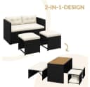 Yaheetech Gartenlounge-Set 4 tlg. Schwarz/Beige PE-Rattan Bild 2