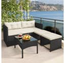 Yaheetech Gartenlounge-Set 4 tlg. Schwarz/Beige PE-Rattan Bild 4