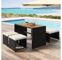 Yaheetech Gartenlounge-Set 4 tlg. Schwarz/Beige PE-Rattan Bild 5