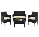 Yaheetech 4-teiliges Rattan-Gartenmöbel-Set mit Sofa, Sesseln & Glastisch Bild 2