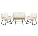 Yaheetech Gartenlounge-Set 4-tlg. Hellbraun/Cremeweiß PE-Rattan mit Kissen Bild 2
